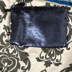 Sequin Clutch Bag - Navy